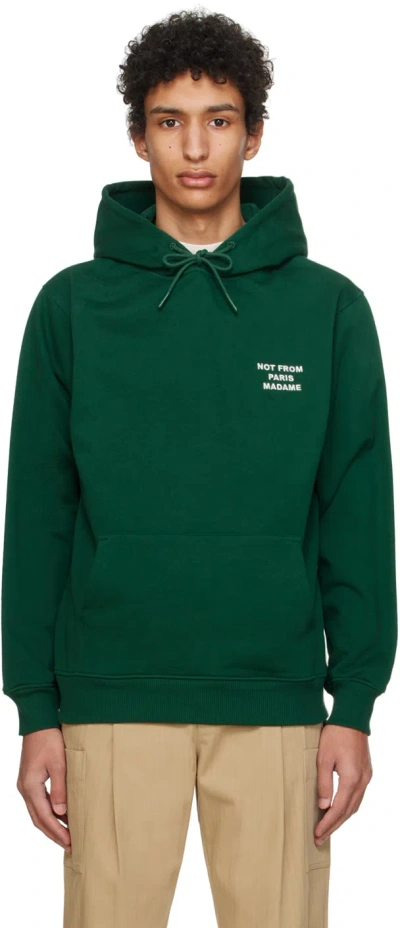 Drôle De Monsieur Green 'le Hoodie Slogan' Hoodie In Forest Green