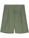 Drôle De Monsieur Pleat-detail Cargo Shorts In Green