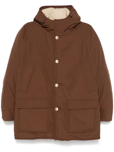 Drôle De Monsieur Hooded Parka In Brown