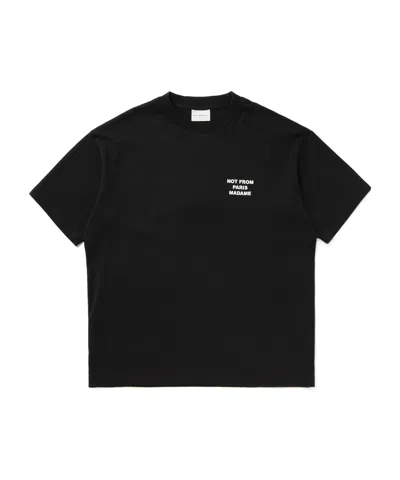 Drôle De Monsieur Black Crewneck T-shirt With Slogan Print On The Front And Back In Cotton Man