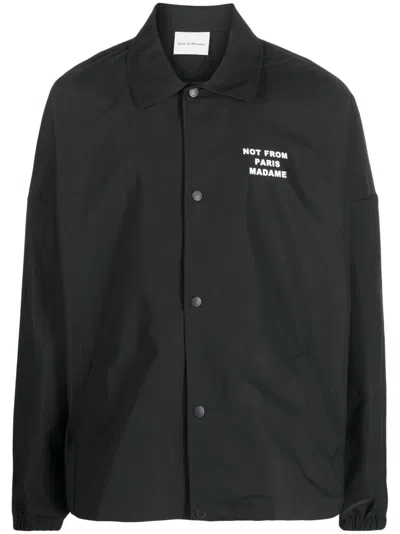 Drôle De Monsieur Drole De Monsieur Jacket With Slogan In Black