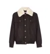 Drôle De Monsieur Long Sleeve Jacket With Faux Fur Collar In Brown