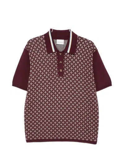 Drôle De Monsieur Jacquard Tie Pattern Short Sleeve Polo In Purple
