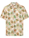 Drôle De Monsieur Jeu De Cartes Linen-blend Shirt In Orange