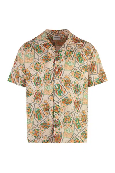 Drôle De Monsieur Jeu De Cartes Linen-blend Shirt In Multicolour