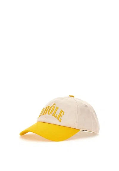 Drôle De Monsieur Drole De Monsieur Yellow Paneled Baseball Cap With Maxi Logo Embroidery