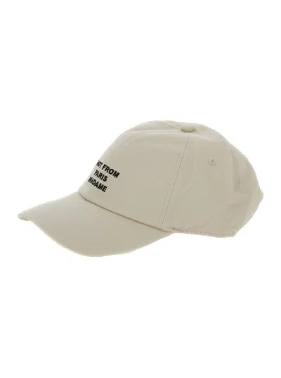 Drôle De Monsieur La Casquette Slogan Beige Baseball Cap With Embroidery In Cotton Man In Neutral