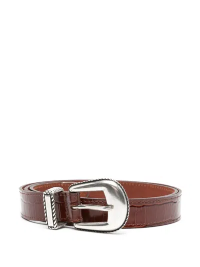 Drôle De Monsieur La Ceinture Croco Belt In Brown