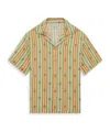 Drôle De Monsieur 'la Chemise Bijoux' Multicolor Bowling Shirt With Cuban Collar And All-over Striped Motif In Multi
