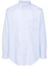 Drôle De Monsieur La Chemise Rayée Cotton Shirt In Blue