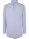 Drôle De Monsieur Striped Shirt With Pocket And Collar In Lbe Light Blue