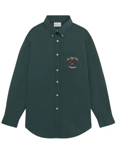Drôle De Monsieur La Chemise Slogan Fleurs Shirt In Green