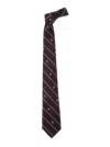 Drôle De Monsieur La Cravate Rayure Monogramme Bordeaux Tie With All-over Striped Motif And All-over Logo Embroidery I In Red