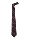 Drôle De Monsieur La Cravate Rayure Monogramme Bordeaux Tie With All-over Striped Motif And All-over Logo Embroidery I In Red