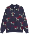 Drôle De Monsieur La Polo Patchwork Fleurs Oberteil In Blau