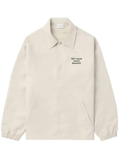 Drôle De Monsieur La Veste Slogan Bomber Jacket In Beige