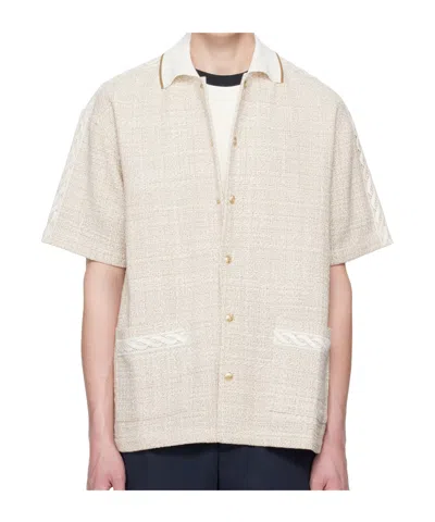 Drôle De Monsieur Lapel Short-sleeved Shirt In White