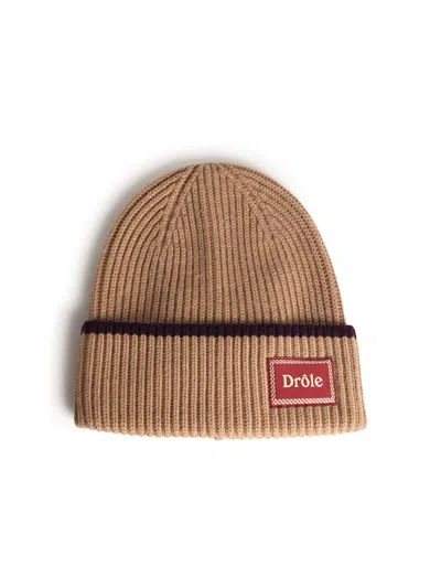 DRÔLE DE MONSIEUR DRÔLE DE MONSIEUR 'LE BONNET LAINE' BEIGE MERINO WOOL BEANIE