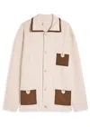 Drôle De Monsieur 'le Cardigan À Poches' Beige Cardigan With Classic Collar And Three Front Patch Pockets In Neutral