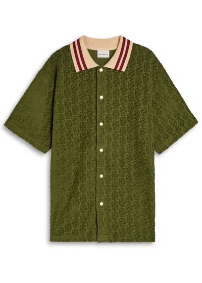 DRÔLE DE MONSIEUR DRÔLE DE MONSIEUR LE CHEMISE MONOGRAMME TOWELLING COTTON SHIRT