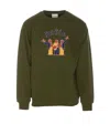 Drôle De Monsieur Crewneck Embroidered Logo Sweater In Green