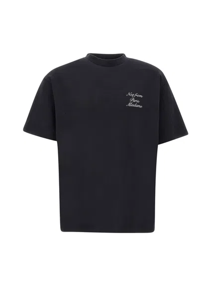 Drôle De Monsieur Le Cursive Slogan T-shirt Cotton T-shirt In Black