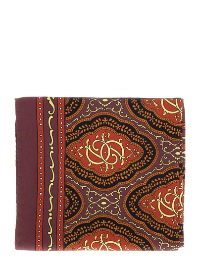 DRÔLE DE MONSIEUR LE FOULARD MÉDAILLON BORDEAUX SQUARE SCARF WITH ALL-OVER PRINT IN SILK WOMAN