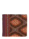 Drôle De Monsieur 'le Foulard Médaillon' Bordeaux Square Scarf With All-over Print In Silk Woman In Red