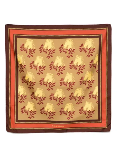 Drôle De Monsieur Le Foulard Soie Polo Scarf In Brown