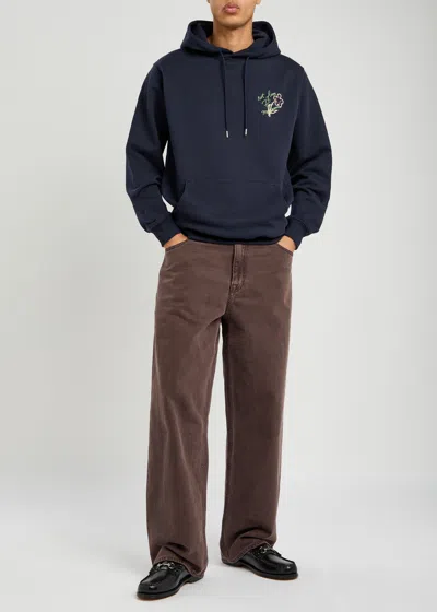 Drôle De Monsieur Le Hoodie Esquisse Hooded Cotton Sweatshirt In Navy