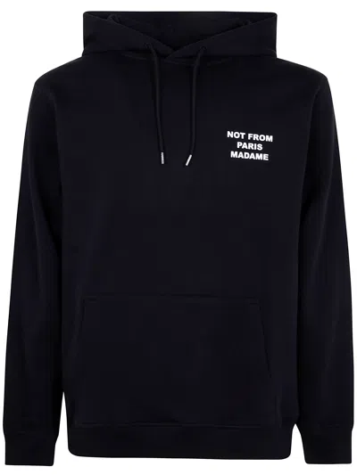 DRÔLE DE MONSIEUR LE HOODIE SLOGAN BY DROLE DE MONSIEUR,PERM.HO162.CO127 096 BL BLACK