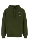Drôle De Monsieur Olive Green Cotton Slogan Fleurs Sweatshirt In Kaki
