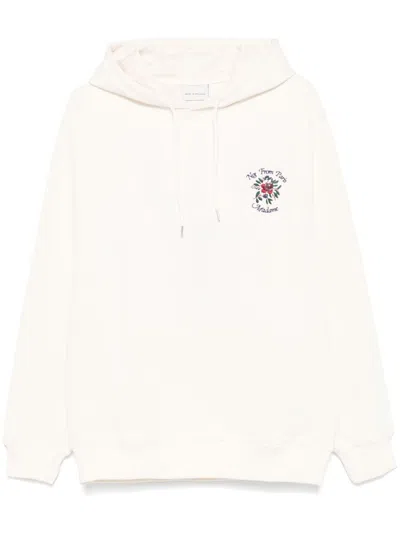 Drôle De Monsieur Le Hoodie Slogan Fleurs In Beige