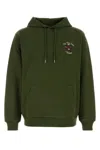 Drôle De Monsieur Olive Green Cotton Slogan Fleurs Sweatshirt