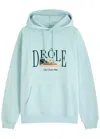 Drôle De Monsieur Le Hoodie Tennis Court Hooded Cotton Sweatshirt In Light Blue