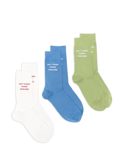 Drôle De Monsieur Set Of 3 Pairs Of Stretch Cotton Socks In Multi
