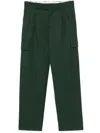 Drôle De Monsieur Straight Leg Cargo Wool Pants With Pleats In Grün
