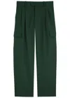 Drôle De Monsieur Straight Leg Cargo Wool Pants With Pleats In Dark Green