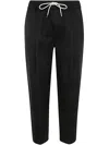 Drôle De Monsieur Black Carrot Pants With Drawstring In Wool Blend Man