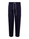 Drôle De Monsieur Elastic Waistband Cropped Cargo Trousers In Blue