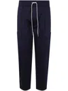 Drôle De Monsieur Elastic Waistband Cropped Cargo Trousers In Blue
