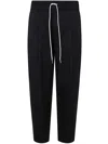 Drôle De Monsieur Black Carrot Pants With Drawstring In Wool Blend Man In Black