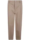 Drôle De Monsieur Cropped Twill Trousers Featuring Elastic Waistband In Bg Beige