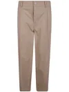 Drôle De Monsieur Cropped Twill Trousers Featuring Elastic Waistband In Brown