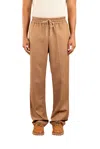 Drôle De Monsieur 'le Pantalon Droit' Brown Pants With Elastic Drawstring Waist In Ibn Ice Brown