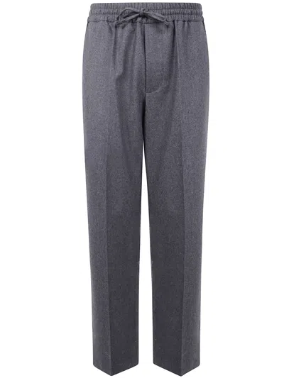 Drôle De Monsieur "le Pantalon Élastiqué Flanelle" Trousers In Gray