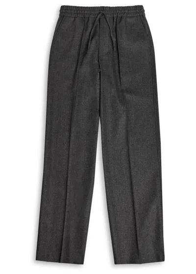 Drôle De Monsieur Le Pantalon Elastique Flanelle Wool-blend Trousers In Black