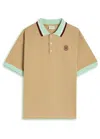 Drôle De Monsieur Le Polo D Miroir Piqué Cotton Polo Shirt In Brown