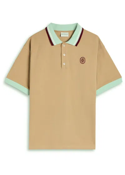 Drôle De Monsieur Le Polo D Miroir Piqué Cotton Polo Shirt In Brown