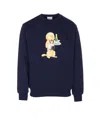 Drôle De Monsieur Graphic Print Crewneck Long Sleeve Sweater In Blue